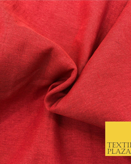 Burnt Red Luxury Plain Cotton Linen Fabric - 10 Colours Dress Craft - OG565