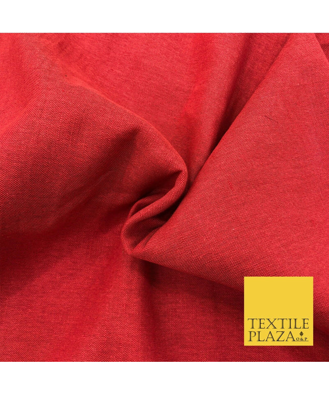 Burnt Red Luxury Plain Cotton Linen Fabric - 10 Colours Dress Craft - OG565