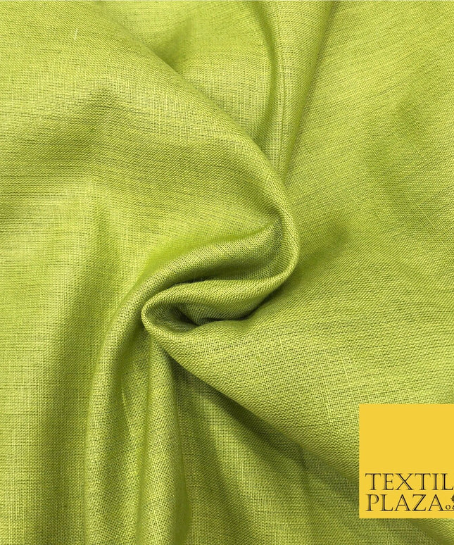Green Luxury Plain Cotton Linen Fabric - 10 Colours Dress Craft - OG568