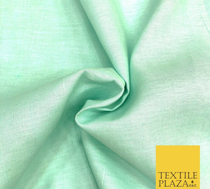 Mint Green Aqua Luxury Plain Cotton Linen Fabric - 10 Colours Dress Craft OG569
