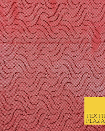 RED 4 WAY Soft Stretch Fine Power Mesh Net Glitter - Dance Dress Fabric 2322