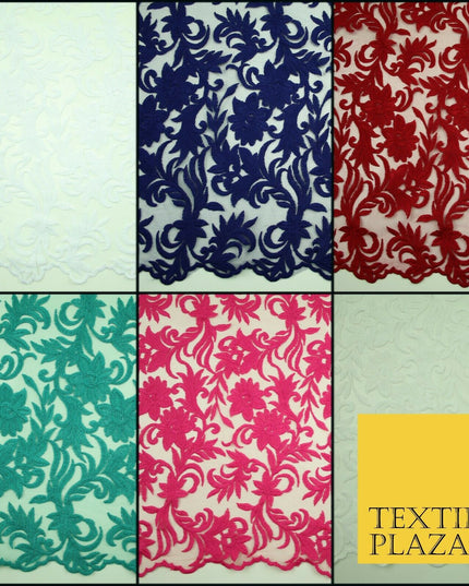 Floral Vine Embroidery Mesh Net 5 YARDS AFRICAN LACE ASO EBI Wedding Sari Fabric