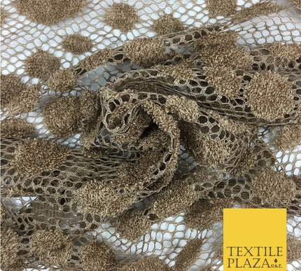 DARK GOLD New Dot Soft Corded Lace Bridal Fabric Dress Fashion Material 2308