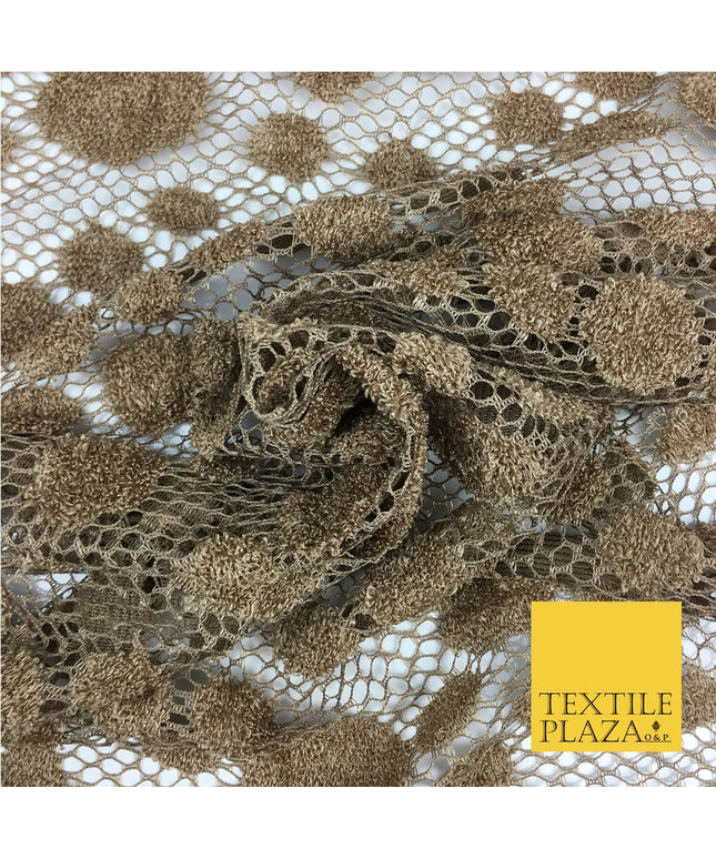 DARK GOLD New Dot Soft Corded Lace Bridal Fabric Dress Fashion Material 2308