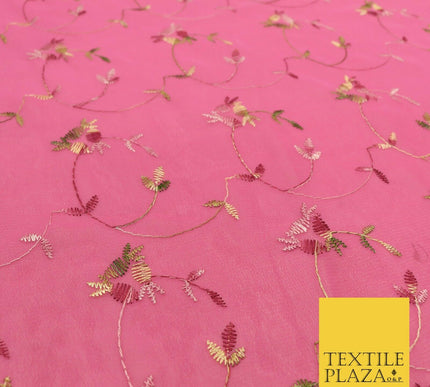 Dusty Pink Floral Multi Thread Premium Georgette Dress Fabric Fancy 1602