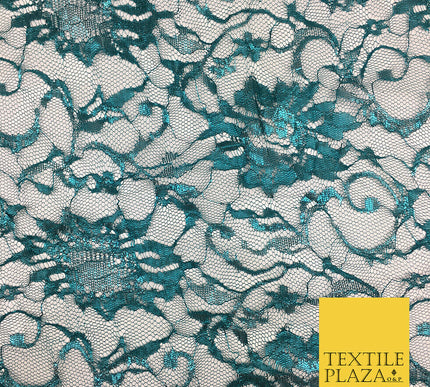 JADE TEAL Floral Metallic Shimmer Lurex Lace Fabric Dress Fashion - 58" - GF849