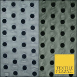 Black / Navy Blue 1cm Flocked Spot Polka Dot Power Mesh Net Stretch Dress Fabric