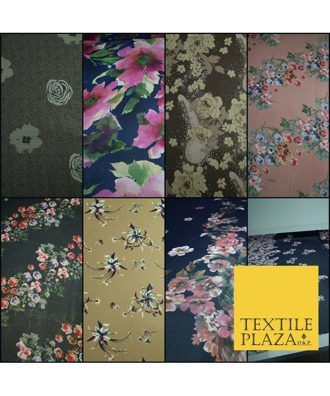 New High Quality Floral Abstract Flowers Tropical Printed Georgette Dress Fabric