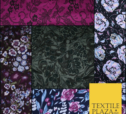 Floral Garden Digital Pixels Artsy Flowers Silky Smooth Satin Dress Fabric