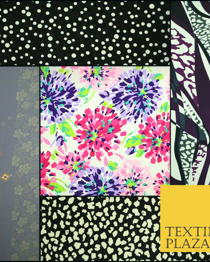 Spotted Animal Leopard Abstract Flower Printed Crepe Polyester Dress Fabric 58"