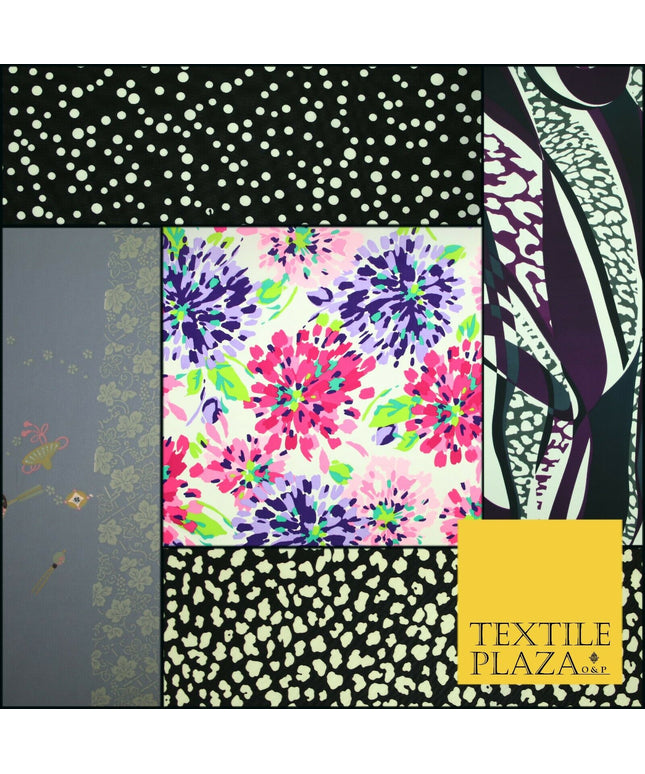 Spotted Animal Leopard Abstract Flower Printed Crepe Polyester Dress Fabric 58"