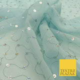 Sky Blue Hologram Sequin Two Tone Chiffon Georgette Dress Fabric Sparkly 1596