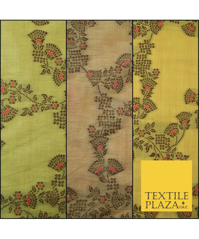 Luxury Floral Benarsi Brocade Woven Fine Dress Indian Faux Raw Silk Fancy Fabric