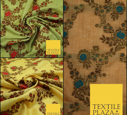 Luxury Floral Benarsi Brocade Woven Fine Dress Indian Faux Raw Silk Fancy Fabric