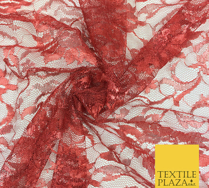 COPPER RED Floral Metallic Shimmer Lurex Lace Fabric Dress Fashion  58" GF847