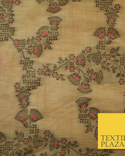 Luxury Floral Benarsi Brocade Woven Fine Dress Indian Faux Raw Silk Fancy Fabric