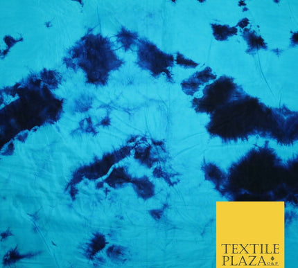 Genuine Tie Dye Two Colour Hand Print Faux Silk Taffeta Fabric Hippy Boho Chic
