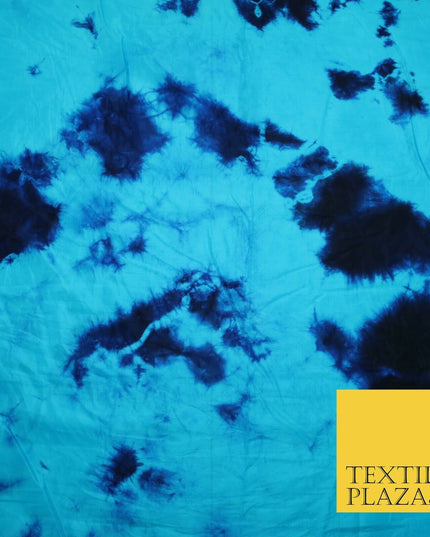Genuine Tie Dye Two Colour Hand Print Faux Silk Taffeta Fabric Hippy Boho Chic