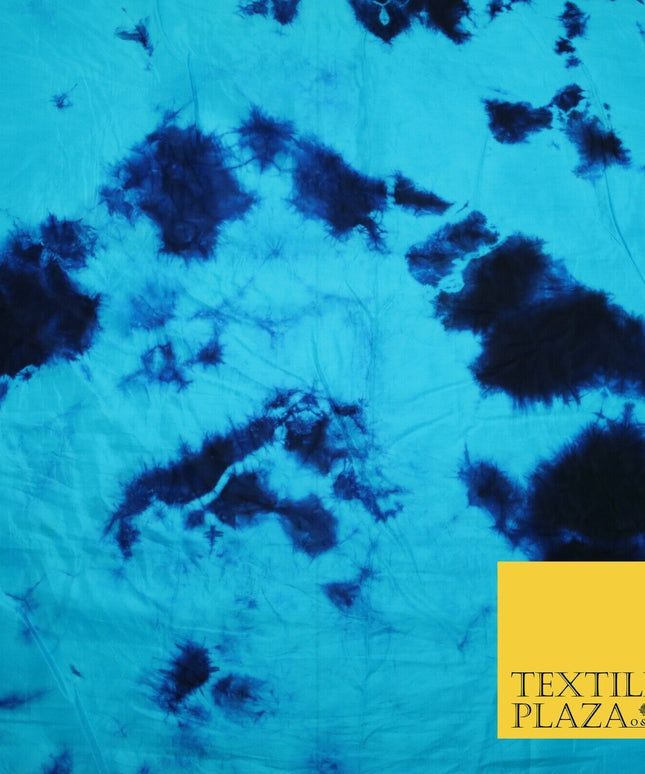 Genuine Tie Dye Two Colour Hand Print Faux Silk Taffeta Fabric Hippy Boho Chic