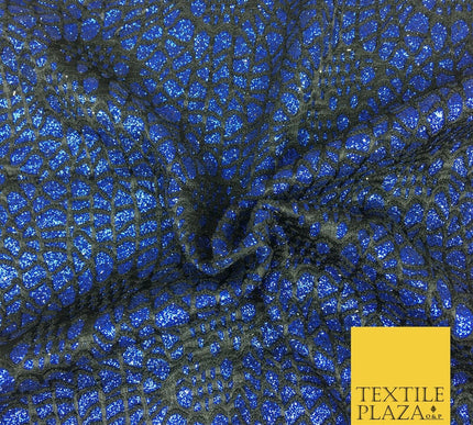 ROYAL BLUE New Cobweb Sparkly Glitter Bonded Polyester Lace Fabric 58" Halloween