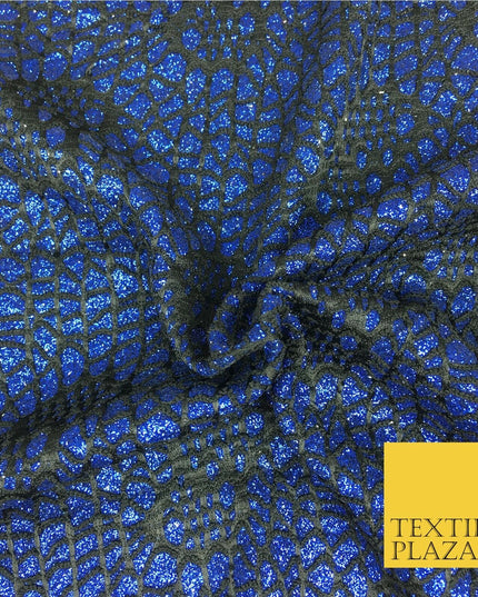 ROYAL BLUE New Cobweb Sparkly Glitter Bonded Polyester Lace Fabric 58" Halloween