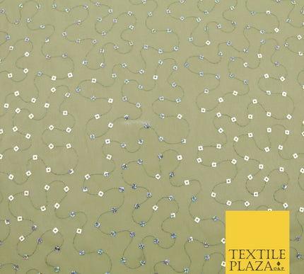 Green Hologram Square Sequin Georgette Dress Fabric Fancy Sparkly Dance 1598