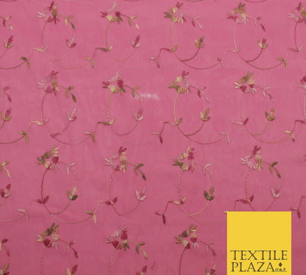 Dusty Pink Floral Multi Thread Premium Georgette Dress Fabric Fancy 1602