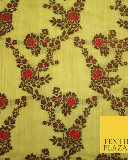 Luxury Floral Benarsi Brocade Woven Fine Dress Indian Faux Raw Silk Fancy Fabric