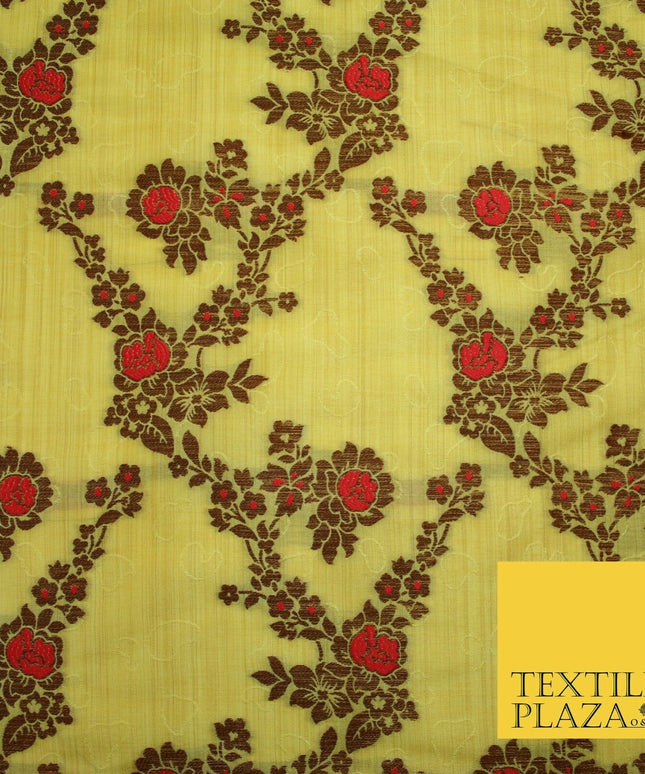 Luxury Floral Benarsi Brocade Woven Fine Dress Indian Faux Raw Silk Fancy Fabric