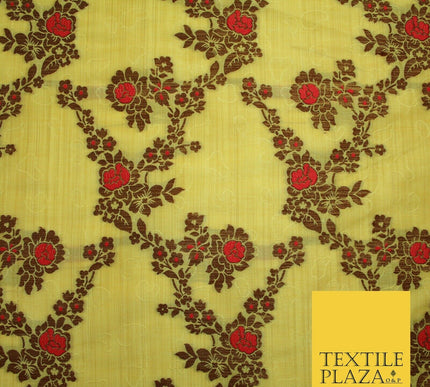 Luxury Floral Benarsi Brocade Woven Fine Dress Indian Faux Raw Silk Fancy Fabric
