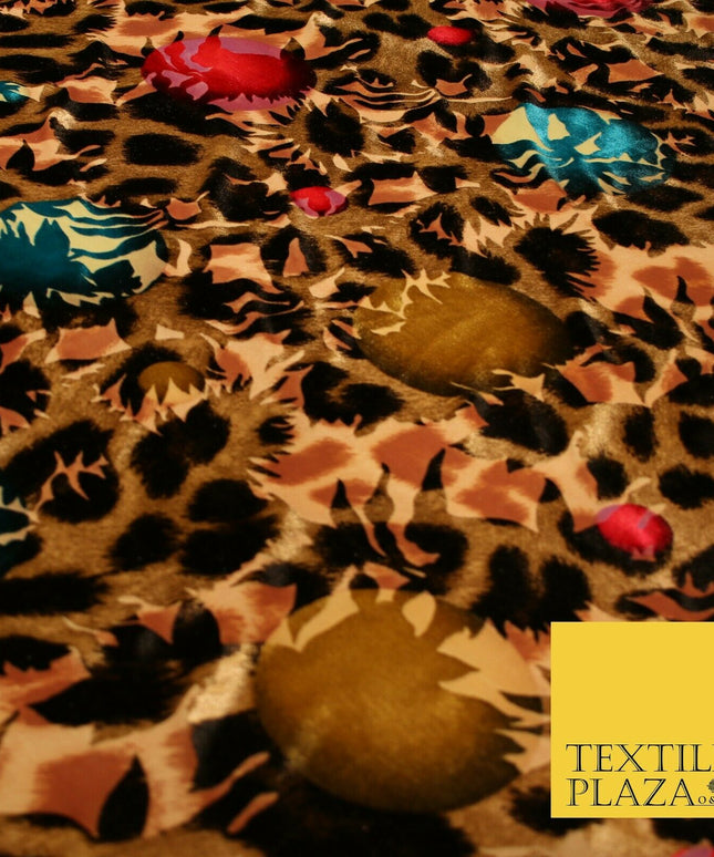 Floral Leopard Animal Circular Chains Belts Velvet Devore Burnout Net Fabric