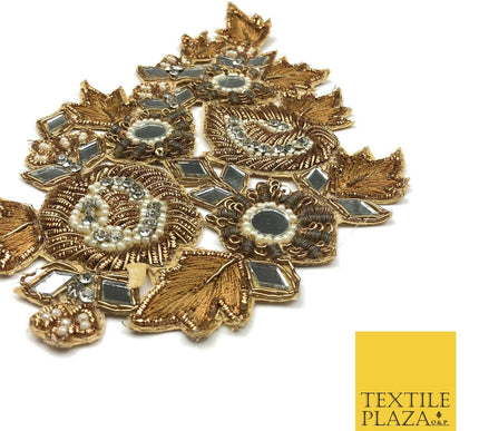 Fancy Mirror Diamonte Embellished Indian Applique Motif Patch Ethnic Zari (X48)