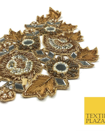 Fancy Mirror Diamonte Embellished Indian Applique Motif Patch Ethnic Zari (X48)