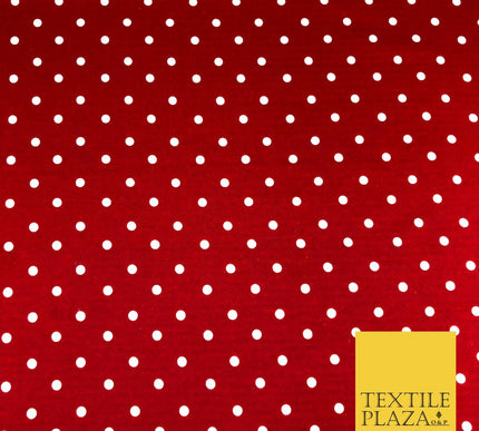 RED Soft Brushed Cotton Winceyette White Spot Dot Spotted Print Fabric RE914
