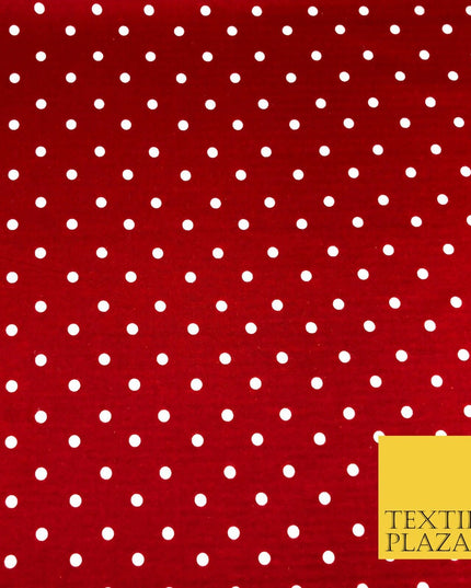 RED Soft Brushed Cotton Winceyette White Spot Dot Spotted Print Fabric RE914