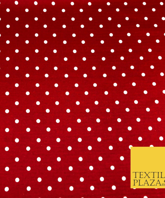 RED Soft Brushed Cotton Winceyette White Spot Dot Spotted Print Fabric RE914