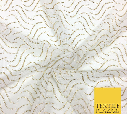 WHITE 4-WAY Soft Stretch Fine Power Mesh Net Glitter Dance Dress Fabric 2320