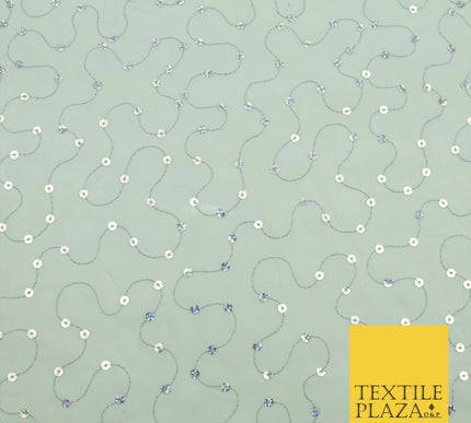 Sky Blue Hologram Sequin Two Tone Chiffon Georgette Dress Fabric Sparkly 1596