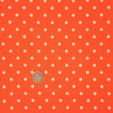 Orange with Small White Polka Dot Spotted Bi-Stretch Fabric Material - 58" RC81