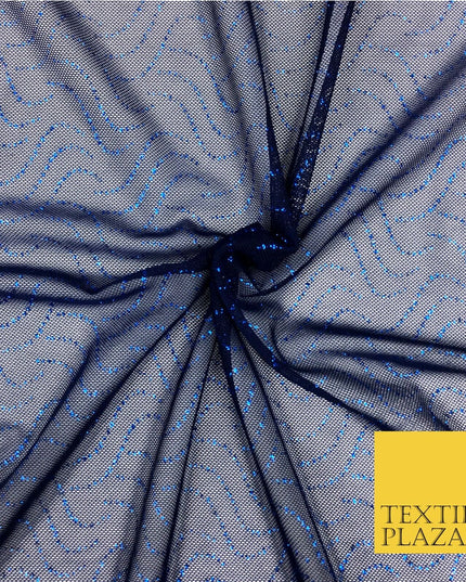 NAVY BLUE Soft Stretch Fine Power Mesh Net Glitter - Dance Dress Fabric 2323