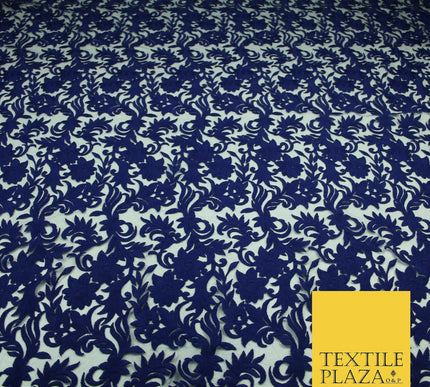 Floral Vine Embroidery Mesh Net 5 YARDS AFRICAN LACE ASO EBI Wedding Sari Fabric