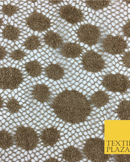 DARK GOLD New Dot Soft Corded Lace Bridal Fabric Dress Fashion Material 2308