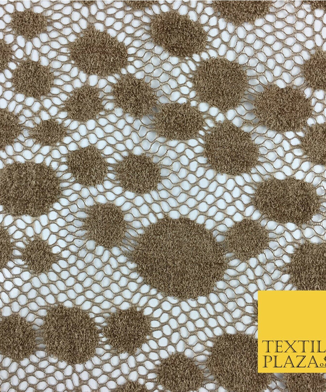 DARK GOLD New Dot Soft Corded Lace Bridal Fabric Dress Fashion Material 2308
