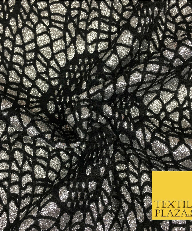 SILVER GREY Cobweb Sparkly Glitter Bonded Polyester Lace Fabric 58" Halloween