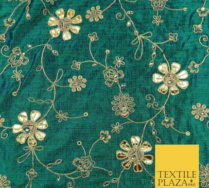 Jade Luxury Two Tone Faux Silk Gold Dori Embroidery Fabric Fancy 4 Colours JA294