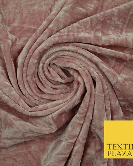 Dusty Pink Luxury Crushed Velvet Fabric Backdrop Cushions Curtains Stretch 2776