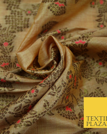 Luxury Floral Benarsi Brocade Woven Fine Dress Indian Faux Raw Silk Fancy Fabric