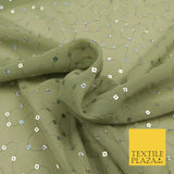 Green Hologram Square Sequin Georgette Dress Fabric Fancy Sparkly Dance 1598