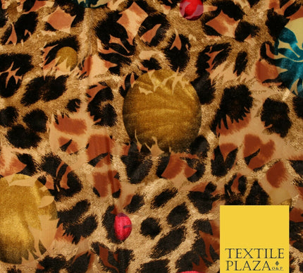 Floral Leopard Animal Circular Chains Belts Velvet Devore Burnout Net Fabric