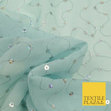 Sky Blue Hologram Sequin Two Tone Chiffon Georgette Dress Fabric Sparkly 1596